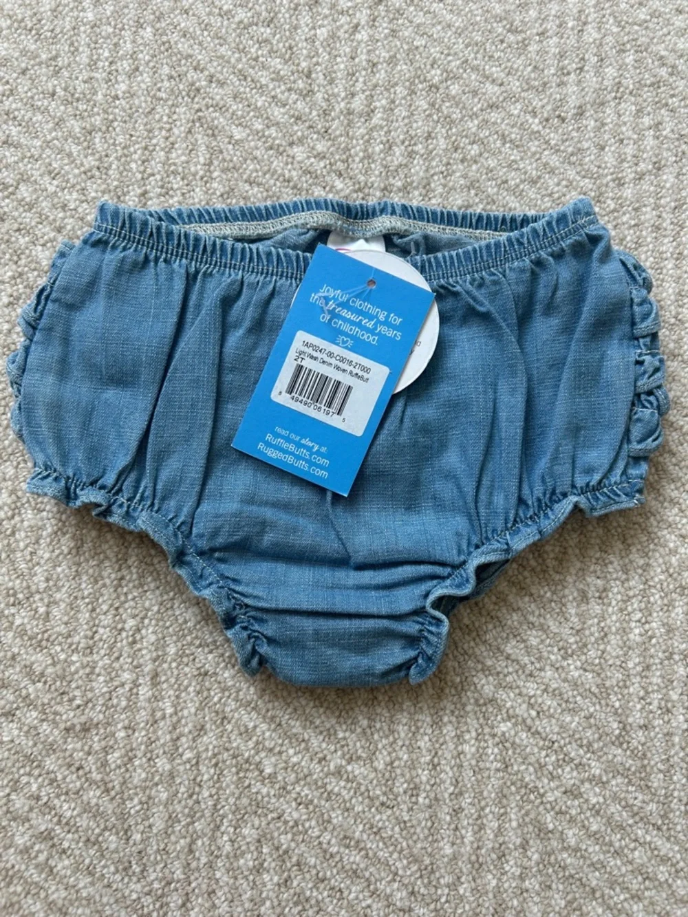 Ruffle Butts Denim-Style Blue Ruffled Diaper Cover